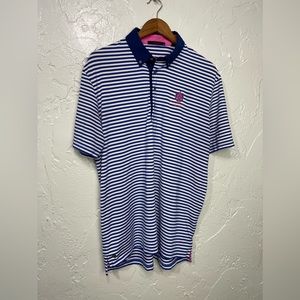 Greyson Men's Blue Striped Polo Size XL
